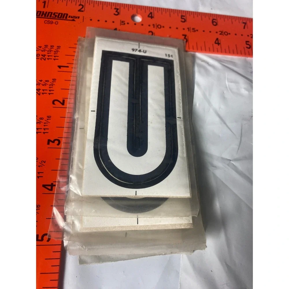 Vintage Meyercord Kwik-Space Letter U Black Self-Stick NOS 972-U
